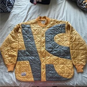 Yellow and Gray Quilted Jacket